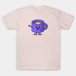 Cute Happy Coffee Cup Cartoon T-Shirt